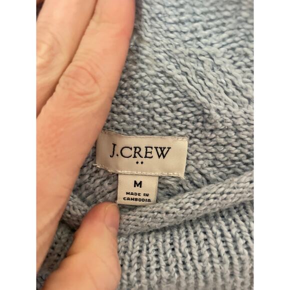 J.Crew Cable Knit Sweater Blue Crewneck Women’s M Lightweight - Picture 2 of 4